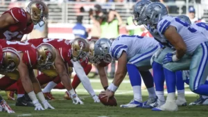 a catchy and attention-grabbing title that includes the keywords "Cowboys vs 49ers".